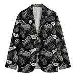 Black And White T-Rex Dinosaur Print Men's Blazer