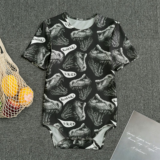 Black And White T-Rex Dinosaur Print Men's Bodysuit
