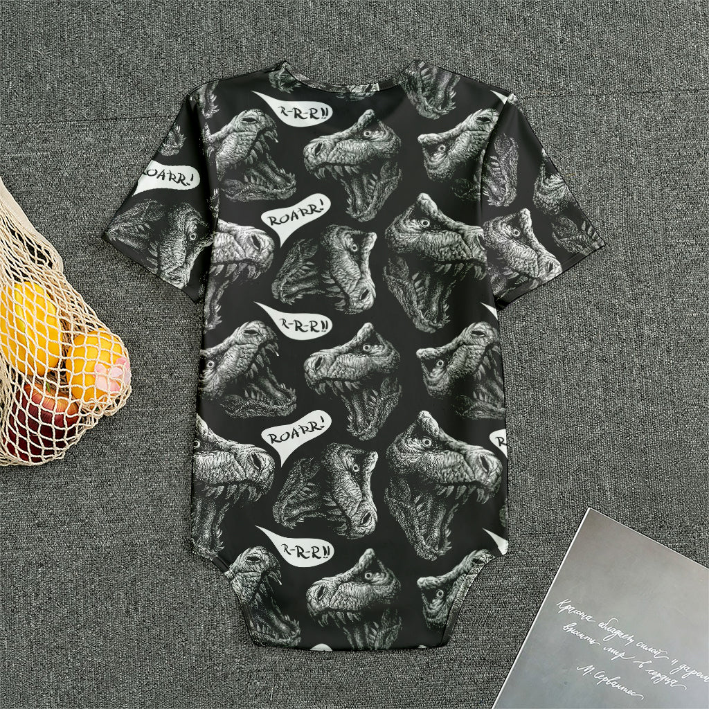 Black And White T-Rex Dinosaur Print Men's Bodysuit
