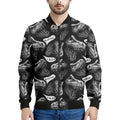 Black And White T-Rex Dinosaur Print Men's Bomber Jacket