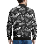 Black And White T-Rex Dinosaur Print Men's Bomber Jacket