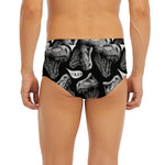 Black And White T-Rex Dinosaur Print Men's Briefs