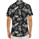 Black And White T-Rex Dinosaur Print Men's Deep V-Neck Shirt