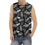Black And White T-Rex Dinosaur Print Men's Fitness Tank Top