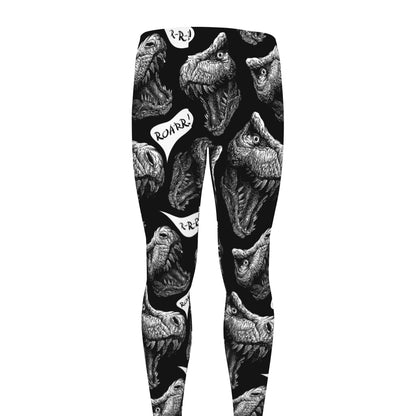 Black And White T-Rex Dinosaur Print Men's leggings