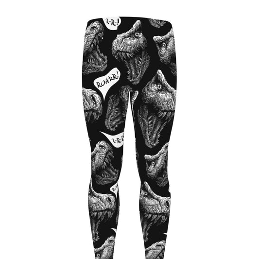 Black And White T-Rex Dinosaur Print Men's leggings