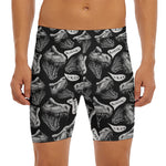 Black And White T-Rex Dinosaur Print Men's Long Boxer Briefs