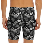 Black And White T-Rex Dinosaur Print Men's Long Boxer Briefs
