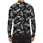 Black And White T-Rex Dinosaur Print Men's Long Sleeve Rash Guard