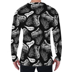 Black And White T-Rex Dinosaur Print Men's Long Sleeve T-Shirt