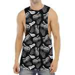 Black And White T-Rex Dinosaur Print Men's Muscle Tank Top