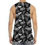 Black And White T-Rex Dinosaur Print Men's Muscle Tank Top