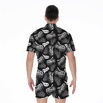 Black And White T-Rex Dinosaur Print Men's Rompers