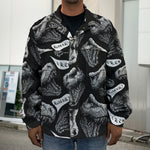 Black And White T-Rex Dinosaur Print Men's Shirt Jacket