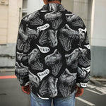 Black And White T-Rex Dinosaur Print Men's Shirt Jacket