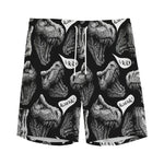 Black And White T-Rex Dinosaur Print Men's Sports Shorts