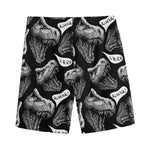 Black And White T-Rex Dinosaur Print Men's Sports Shorts