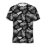 Black And White T-Rex Dinosaur Print Men's Sports T-Shirt