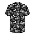 Black And White T-Rex Dinosaur Print Men's Sports T-Shirt
