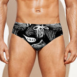 Black And White T-Rex Dinosaur Print Men's Swim Briefs