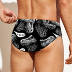 Black And White T-Rex Dinosaur Print Men's Swim Briefs