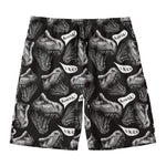 Black And White T-Rex Dinosaur Print Men's Swim Trunks