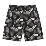Black And White T-Rex Dinosaur Print Men's Swim Trunks