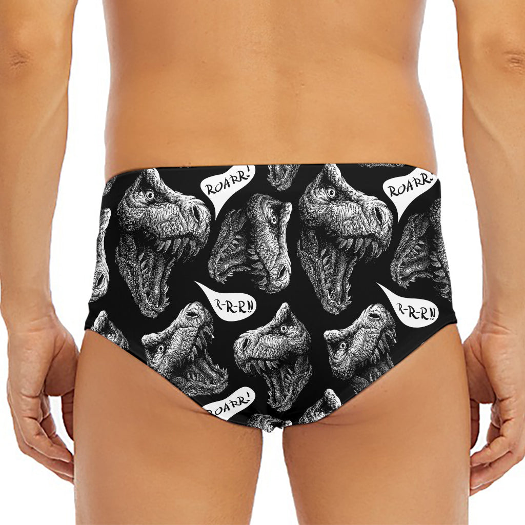 Black And White T-Rex Dinosaur Print Men's Triangle Swim Briefs