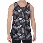 Black And White T-Rex Dinosaur Print Men's Velvet Tank Top