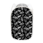 Black And White T-Rex Dinosaur Print Mesh Laundry Hamper