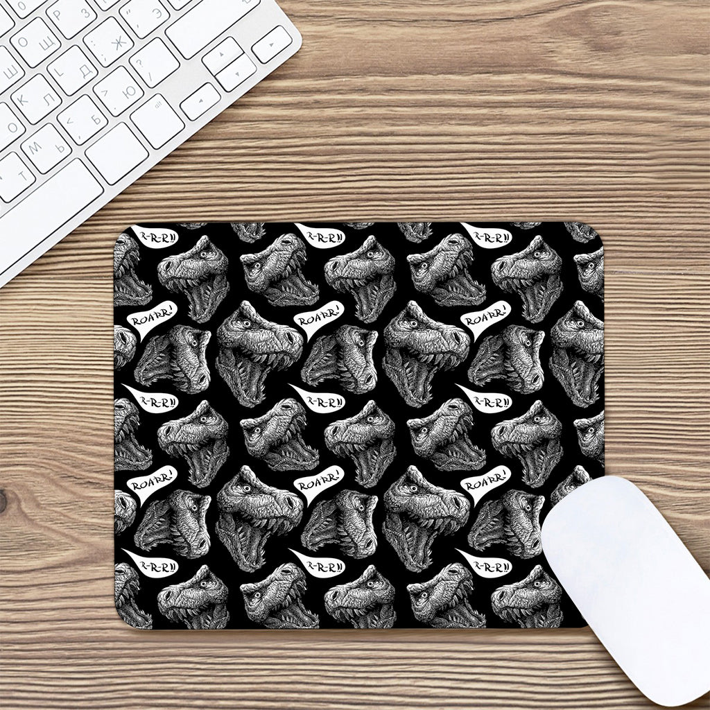 Black And White T-Rex Dinosaur Print Mouse Pad