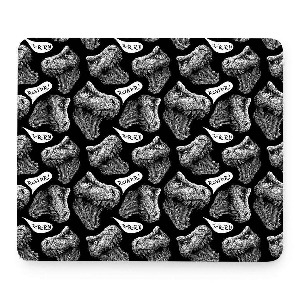 Black And White T-Rex Dinosaur Print Mouse Pad