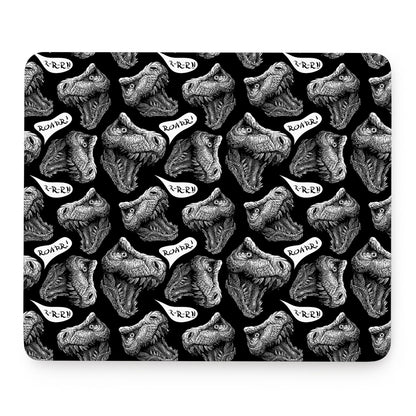 Black And White T-Rex Dinosaur Print Mouse Pad