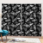 Black And White T-Rex Dinosaur Print Pencil Pleat Curtains