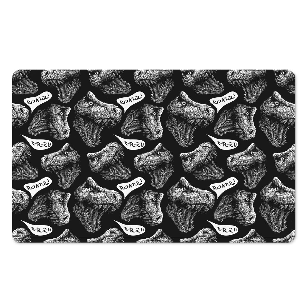 Black And White T-Rex Dinosaur Print Polyester Doormat