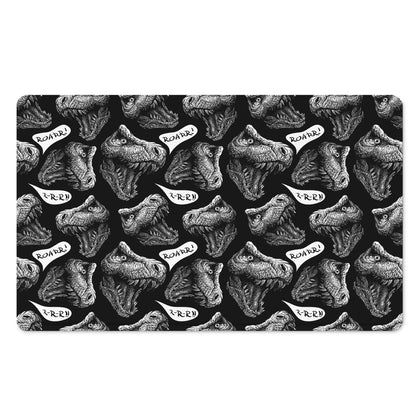 Black And White T-Rex Dinosaur Print Polyester Doormat