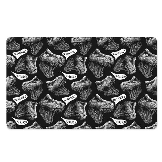 Black And White T-Rex Dinosaur Print Polyester Doormat