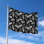 Black And White T-Rex Dinosaur Print Polyester Flag