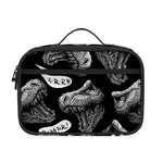 Black And White T-Rex Dinosaur Print Portable Lunch Bag