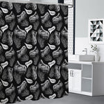 Black And White T-Rex Dinosaur Print Premium Shower Curtain