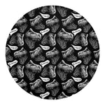 Black And White T-Rex Dinosaur Print Round Blanket