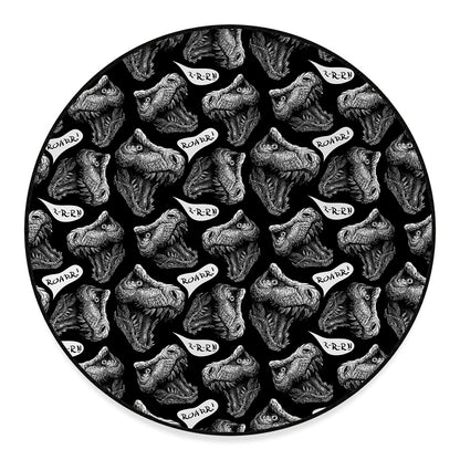 Black And White T-Rex Dinosaur Print Round Floor Mat