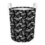 Black And White T-Rex Dinosaur Print Round Laundry Basket