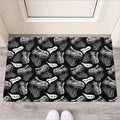 Black And White T-Rex Dinosaur Print Rubber Doormat