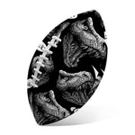 Black And White T-Rex Dinosaur Print Rugby Ball