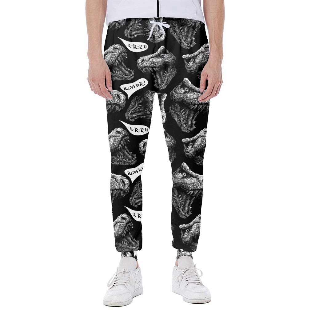 Black And White T-Rex Dinosaur Print Scuba Joggers