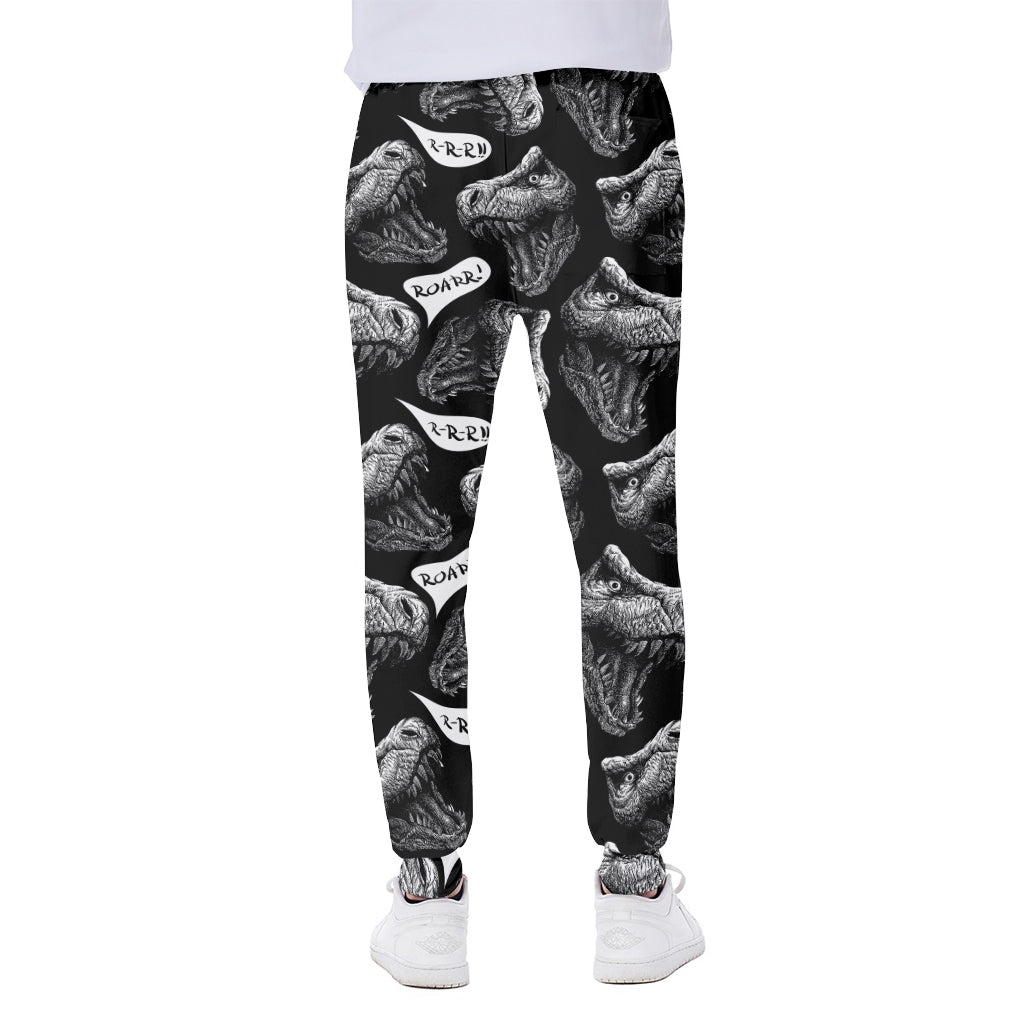 Black And White T-Rex Dinosaur Print Scuba Joggers
