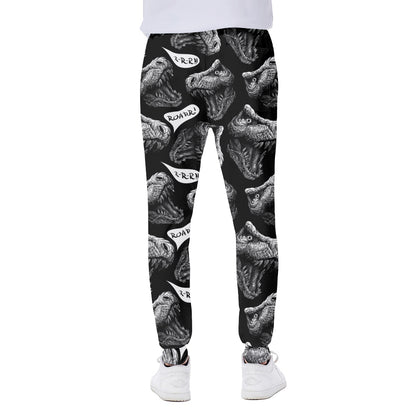 Black And White T-Rex Dinosaur Print Scuba Joggers