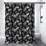 Black And White T-Rex Dinosaur Print Shower Curtain