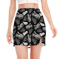 Black And White T-Rex Dinosaur Print Side Slit Mini Skirt